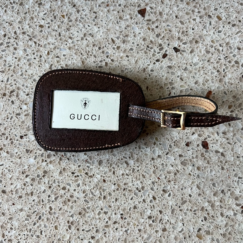 Vintage Gucci Leather Luggage Tag